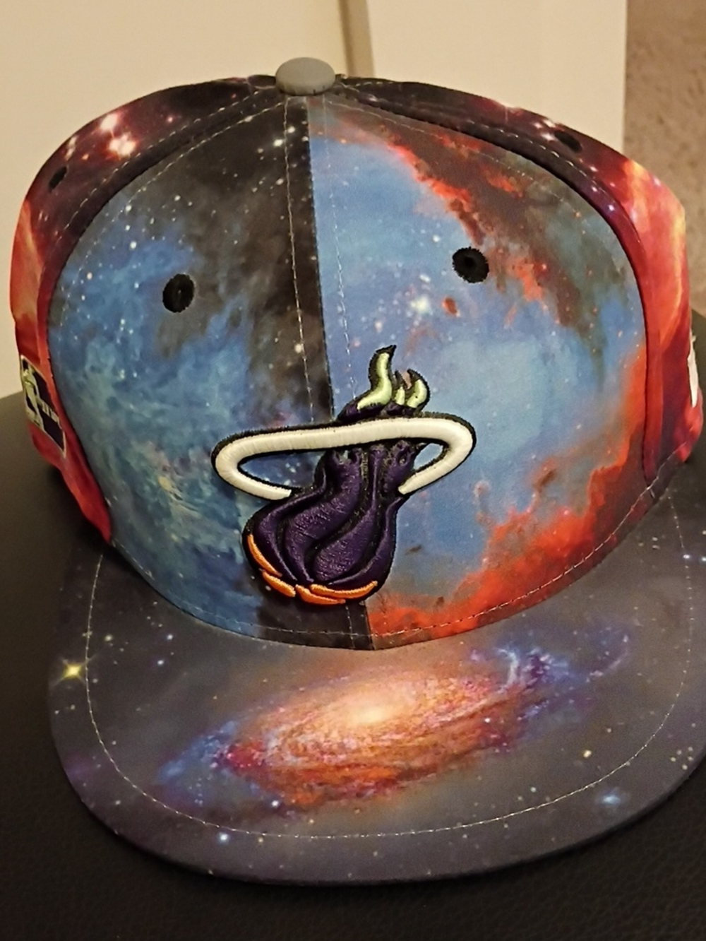 New Era Galaxy Print Miami Heat Snapback Hat - Blue, Purple, Red, Orange